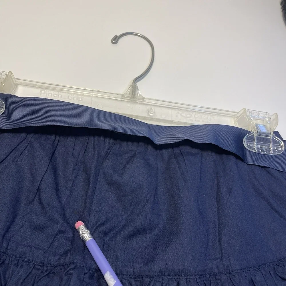 Ralph Lauren Girls Navy Tiered Pull On Ruffle Skirt Belted Sz 12 Preppy‎